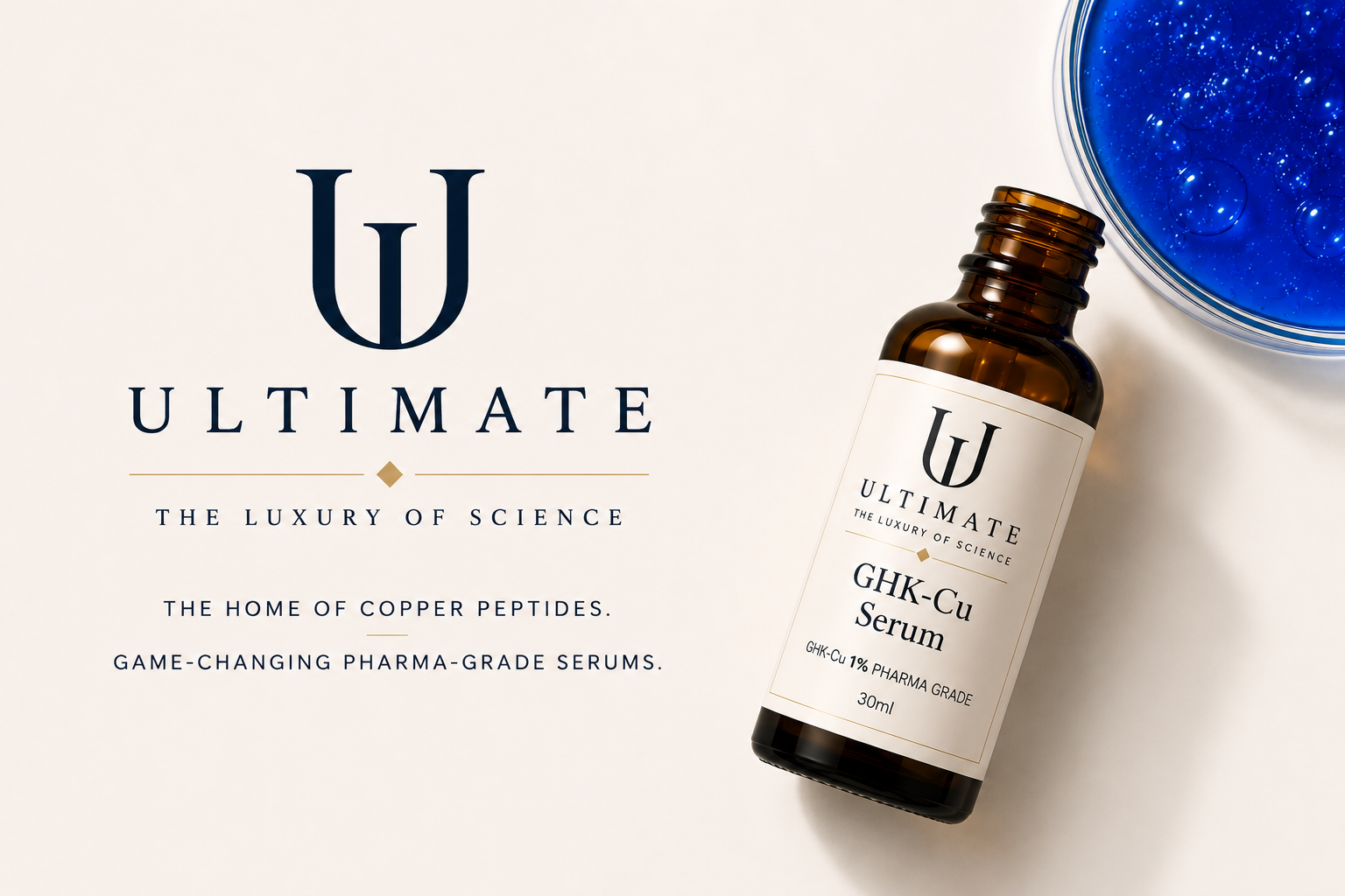 ULTIMATE — The Luxury of Science. The UK Home of Copper Peptides. Game-changing pharma-grade serums.